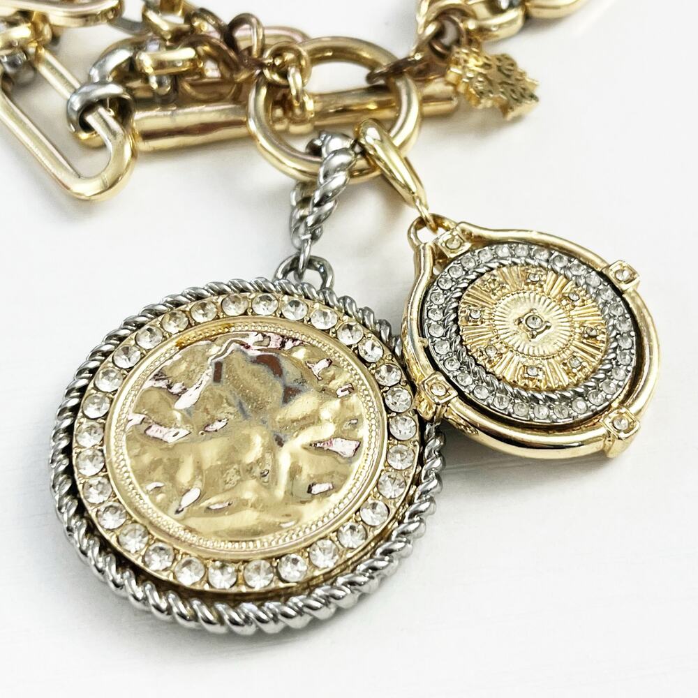 NEW White House Black Market Mixed Metal Medallion Charm Necklace - Picture 4 of 8